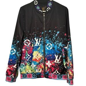 Louis Vuitton Black Jacket with Purple and Green Accents